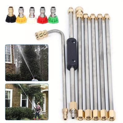 TEMU Cleaning Tool Set, 4000 Psi High Pressure Washer Extension Wand Set, Spray Attachment For Lance Wand Extension Parts With 5pcs Nozzles, 1/ 4 Inch Quick Connect