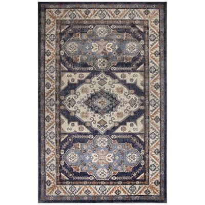 Ariana Floral Medallion Indoor Area Rug Blue by Brylane Home in Blue (Size 8'10"X11'9")