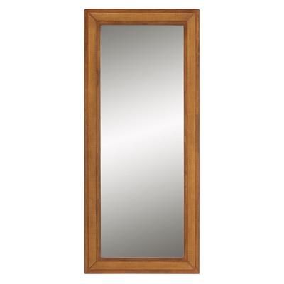 Rowanne Mid-Century Modern Walnut Brown Rubberwood And Rattan Frame Wall Mirror by Brylane Home in Walnut Brown