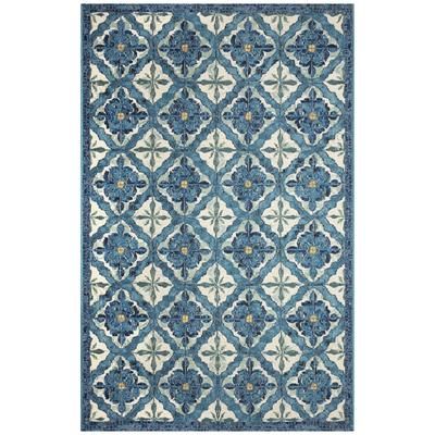 Marina Madrid Indoor/Outdoor Area Rug Ocean by Brylane Home in Ocean (Size 8'10"X11'9")
