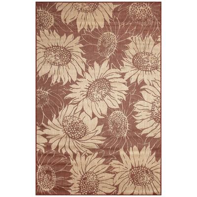 Carmel Sunflower Field Indoor/Outdoor Area Rug Black by Brylane Home in Chili (Size 3'3"X4'11")
