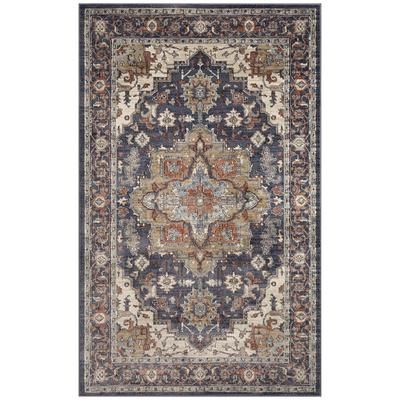 Ariana Heriz Indoor Area Rug Clay by Brylane Home in Navy (Size 6'6" X 9'4")