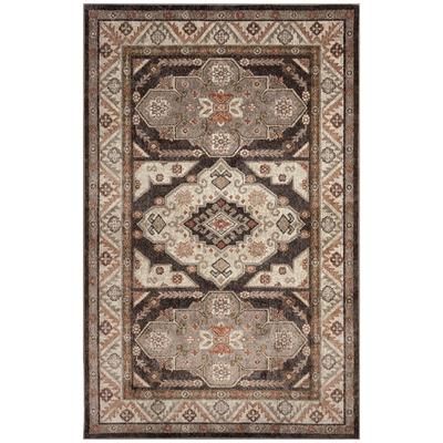 Ariana Floral Medallion Indoor Area Rug Blue by Brylane Home in Earth (Size 5'3" X 7'6")