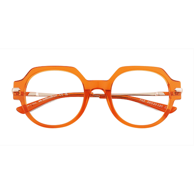 Unisex s geometric Clear Orange Acetate,Metal Prescription eyeglasses - Eyebuydirect s File