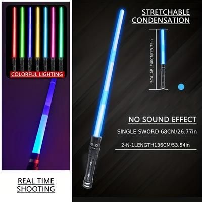 TEMU Glow-in-the-dark Party Game Set - Colorful Flashing Light Sticks, Telescopic Plastic Swords & Knives For Ages 14+