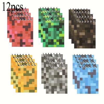 TEMU 6pcs/12pcs Notebooks - Retro Gaming Pocket Notebooks, 6 Bright Pixel (red, Orange, Green, Blue, Gray-blue) - Birthday Party Gifts, Gifts For
