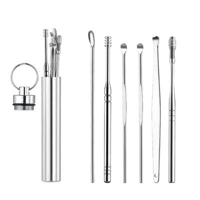New 7Pcs Ear Wax Remover Cleaning Kit Pickers Pick Wax Cleaner Curette Spoon Care Removal Tool for Baby Adults Care Sets