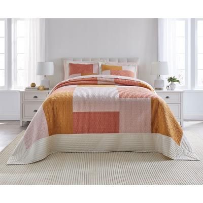 Modern Velvet Patchwork Bedspread by BrylaneHome in Blush (Size KING)