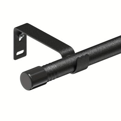 TEMU 1pc Modern Adjustable Curtain Rod, 5/8 Inch Metal Pole With Brackets, Matte Black Finish, For Window Drapes, Home Decor