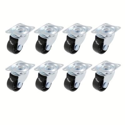TEMU 8pcs Heavy Duty Swivel Caster Wheels, 1-inch Diameter With Rubber Base, Polished , Rectangle Top Plate & Bearing - Ideal For Furniture & Hardware, 25mm