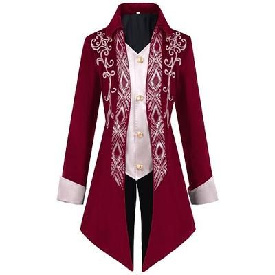Vintage Punk Gotico 18° Secolo Cappotto Costume Cosplay Smoking Ebenezer Scrooge Dickens Vampiro Elfo Gentiluomo Ricamato Costume Per uomo Reale Stile Steampunk Natale Halloween Carnevale