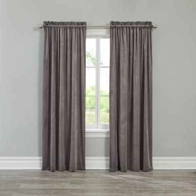 Wide Width BH Studio Velvet Rod-Pocket Panel by BH Studio in Gray (Size 50" W 95" L) Window Curtain