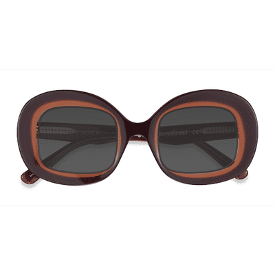 Female s round Gradient Brown Acetate Prescription sunglasses - Eyebuydirect s Rogue