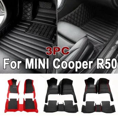 Tapis de sol de voiture automobile personnalisé pour MINI Cooper R50 2004 2005 2006, tapis de voiture de luxe en cuir pour hommes et femmes, couverture complète