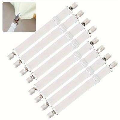 TEMU 8-pack Adjustable Bed Sheet Holder Straps, Comforter Clips With Grippers For Mattress, Sofa, Tablecloth, Ironing Board Cover – Easy , Spot-clean Maintenance