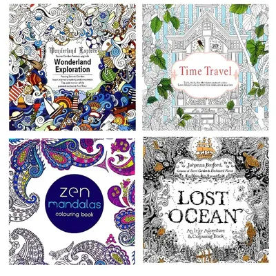 24 Pages Mandalas Flower Coloring Book for Children Adult Graffiti Drawing Hand Drawn Coloring Mandala Painting Coloring Book