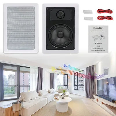 Herdio 5.25 Inch 200W Home Audio Square Ceiling Speakers For Indoor And Outdoor Use Bedroom Living