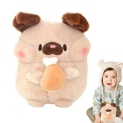 Plush Dog Toy 30cm Adorable Dog Plush Pillow Holding Chicken Legs Soft And Cuddly Dog Doll For Home