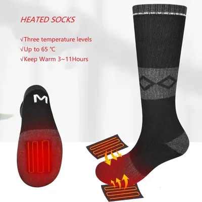 Savior Heat Winter Thermal Socks Thigh High Heated With Battery Sports Cycling Camping Electric