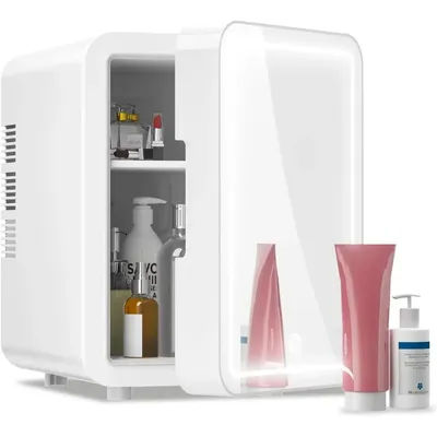 Mini Fridge - Skincare Fridge With Dimmable Light Mirror,4L,Cooler or Warmer, and Compact, & Car