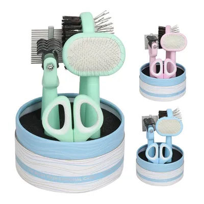 5 in 1 Pet Grooming Kit Cat Comb Dog Hair Open Knot Fluffy Massage Brush Nail Clippers Bath Brush