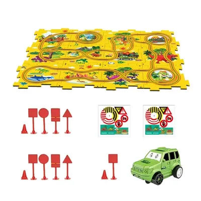 Puzzle Racer Kids Car Track Set DIY Puzzle Car Track Durable Montessori Toy Multifunctional Puzzle