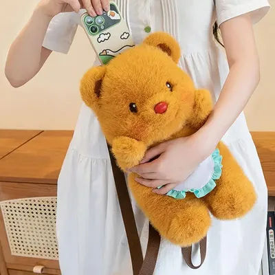 Plush Animal Backpack Stuffed Animal Bear Plushie Casual Backpacks Cute Bookbag Cartoon Plush