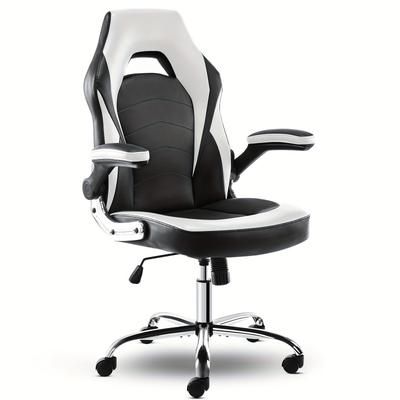 TEMU Gaming Chair Pu Leather Office Chair Flip-up Soft Armrest Desk Chair Height Adjustable Computer Chair With Lumbar Support Swivel Chair