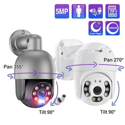 New 5MP Security POE IP Camera 1080P PTZ Dome Video Camera Outdoor Ai Human Detect Two Way Audio 2MP