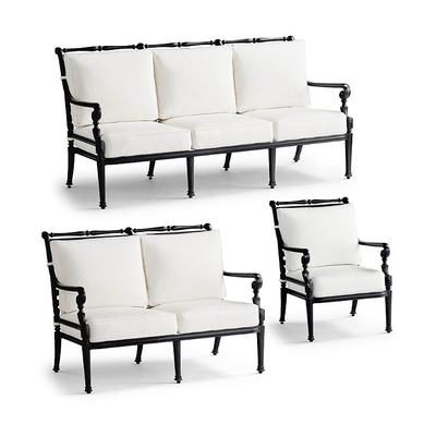 Small Carlisle Replacement Cushions - Loveseat, Resort Stripe Black - Frontgate