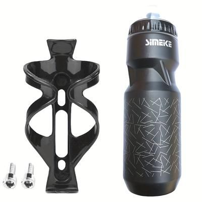TEMU 750ml Cycling Water Bottle Set - Large Capacity, Includes Bike Cage Holder & 2 Screws, Hand Wash, Narrow Mouth, Durable Pp Material - Ideal For Outdoor Sports & Riding