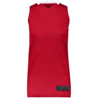 Augusta Sportswear 1732 Athletic Women's Step-Back Basketball Jersey T-Shirt in Red/White size 2XL | Polyester