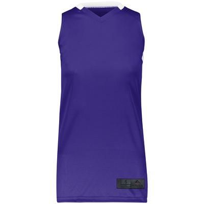 Augusta Sportswear 1732 Athletic Women's Step-Back Basketball Jersey T-Shirt in Purple/White size Small | Polyester