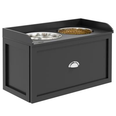 TEMU Stainless Steel Raised Dog Bowls, Food And Water Bowl With 21l Storage Drawer For Large Dogs