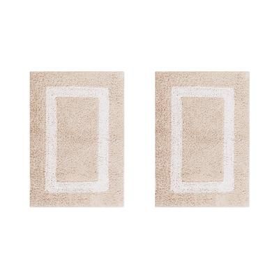 Hotel Collection 100% Cotton 2 Piece (17" X 24" | 17" X 24") Bath Rug Set by Brylane Home in Sand White