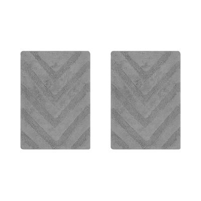 Hugo Collection 100% Cotton 2 Piece (17" X 24" | 17" X 24") Bath Rug Set by Brylane Home in Gray