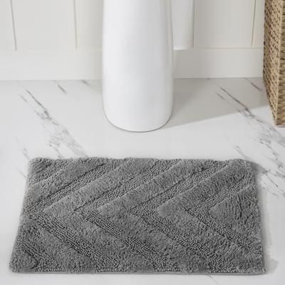 Wide Width Hugo Collection 100% Cotton 17" X 24" Rectangle Bath Rug by Brylane Home in Gray (Size 17" W 24" L)