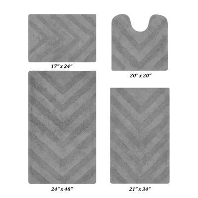 Hugo Collection 100% Cotton 4 Piece (17" X 24" | 20" X 20" | 21" X 34" | 24" X 40") Bath Rug Set by Homestyles in Gray