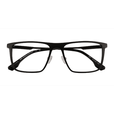 Male s square Matte Black Aluminium Alloy Prescription eyeglasses - Eyebuydirect s Rev