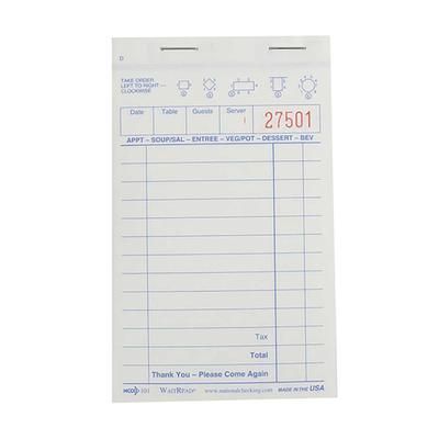 National Checking Company 101SP Guest Check - 2 Parts Booked, 2 Lines, White