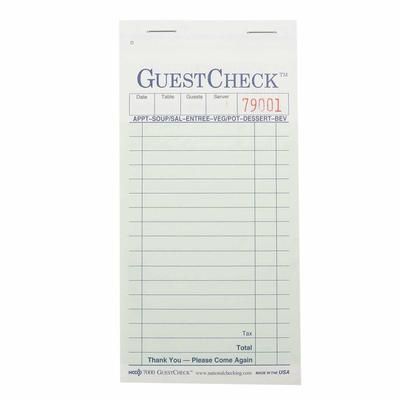 National Checking Company A7000 Guest Check - 2 Parts Booked, 2 Lines, Green, Case of 2500