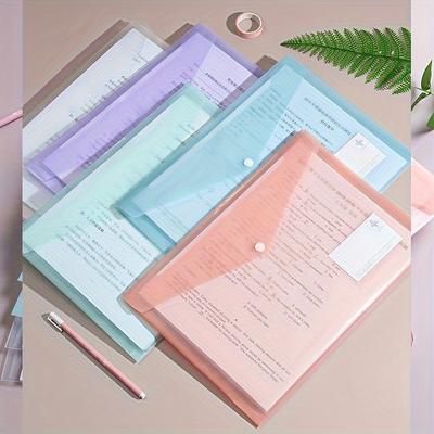 TEMU 5pcs A4 Random Color Plastic Folder Folder Transparent Data Student File Storage Bag A4 Document Bag Pp Transparent Plastic Plastic Document Bag Waterproof Data Bag