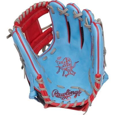 Rawlings Heart of the Hide Series 11.5" Baseball Glove - Right Hand Throw - Columbia Blue/Hypershell Blue/Red