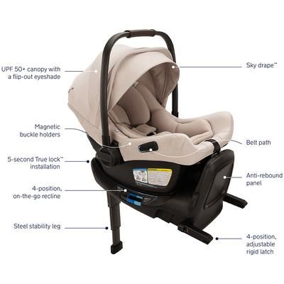 Nuna PIPA Aire RX Infant Car Seat + PIPA RELX Base with Load Leg - Biscotti