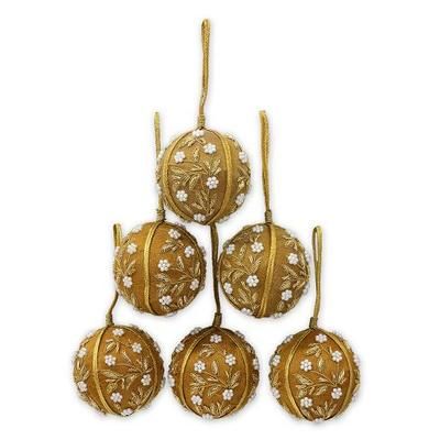 Golden Garden,'Beaded ornaments (Set of 6)'