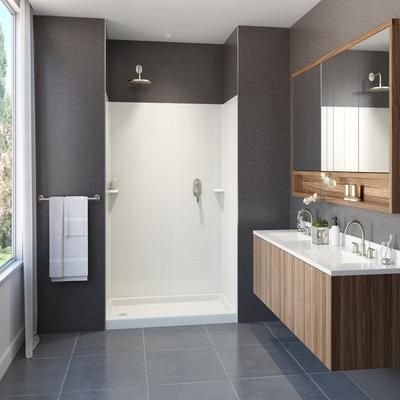 Swan SR-3260LM/RM 32 x 60 Swanstone Alcove Shower Pan with Left Hand Drain in Bone SR03260LM.037