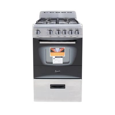 Avanti 19 3/4" Compact Gas Stove - 4 Burners, Convertible, Stainless Steel, Silver, GR2013CSS