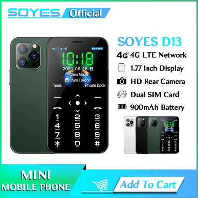 SOYES D13 Original Mobile Phone Dual SIM 4G LTE Mini Cellphone Student 900mAh Type-C SOS Small Mobile Phone Gift VS XS11