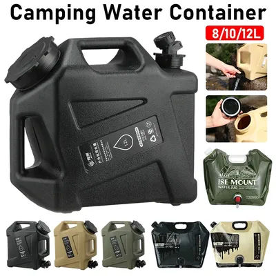 Camping Water Container Portable No Leakage Water Carrier Bag 8/10/12L Multipurpose Collapsible Water Pouch with Faucet Outdoor