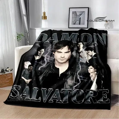 The Vampire Diaries Damon salvatore printed blanket Warm Flannel blankets Soft and comfortable blanket bed linings Birthday Gift